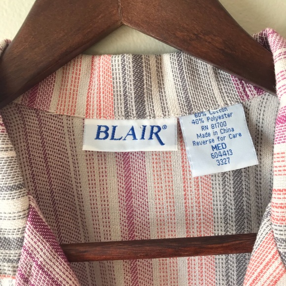 Vintage Blair Pink Striped Button Down Short Sleeve Shirt - Picture 4 of 4
